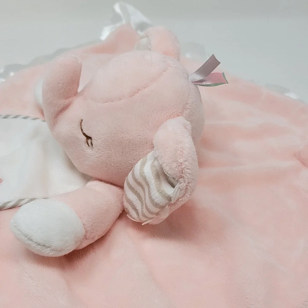 Douglas Baby Soft Pink Elephant Lovey Plush Security Blanket Satin Edge